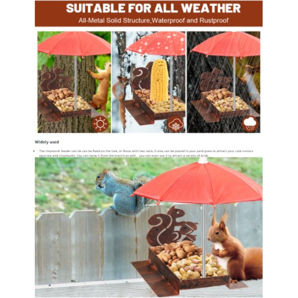 Squirrel & Chipmunk Miniature Metal Picnic Table w/Corn Cob Holder & Umbrella - Picture 10 of 11